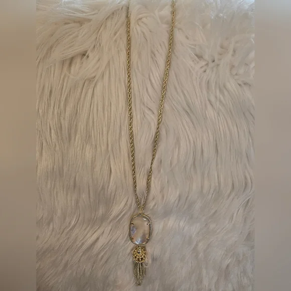 Kendra Scott Gold and White Necklace with Crystal Pendant - Picture 1 of 3